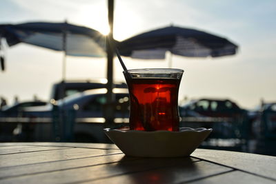 Close-up of drink on table