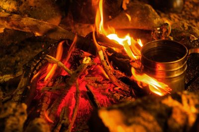 Close-up of bonfire at night