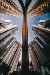 Low angle view of modern building against sky