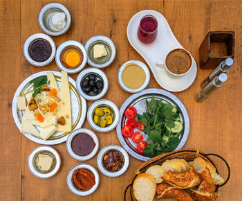 High angle view of food on table