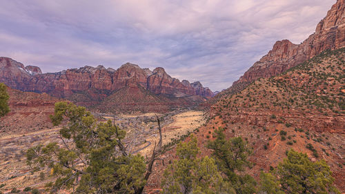 Panoramic view of rocky mountains against sky