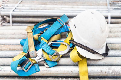 Close-up of safety equipment at construction site