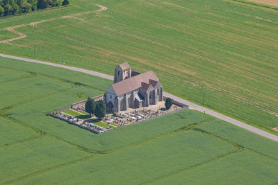 High angle view of agricultural field