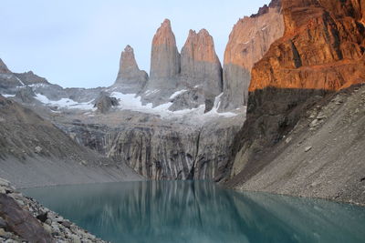 Panoramic view of rocky mountains against sky