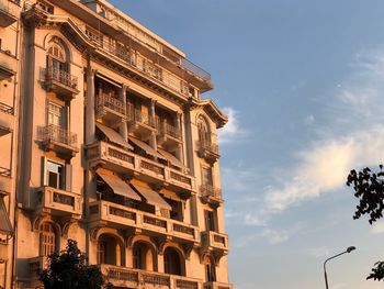 Low angle view of famous building in thessaloniki against sky