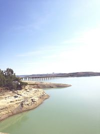 Bridge over river against sky