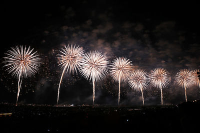 Firework display at night