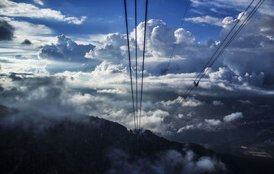 Low angle view of cables against sky