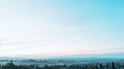 High angle view of cityscape against sky at dusk