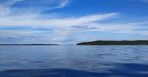 Scenic view of sea against blue sky