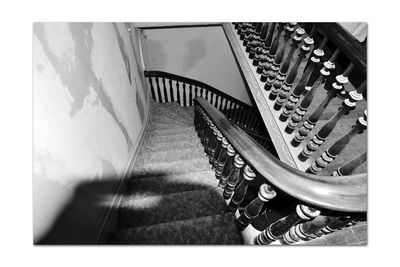 High angle view of staircase in old building