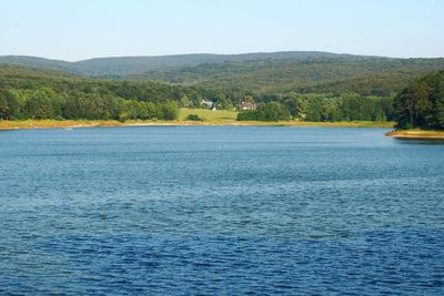 Scenic view of lake against clear sky