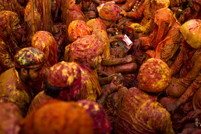 Full frame shot of people wearing traditional clothing during holi