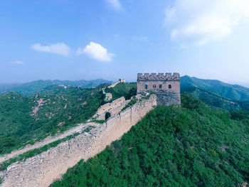 Cloudy summer sky with a view of the great wall