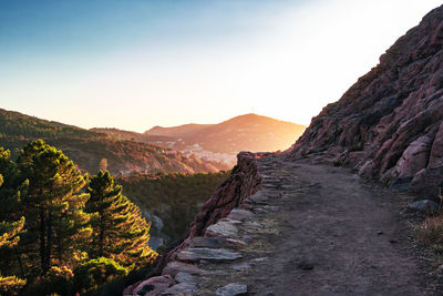 Scenic view of mountains against clear sky