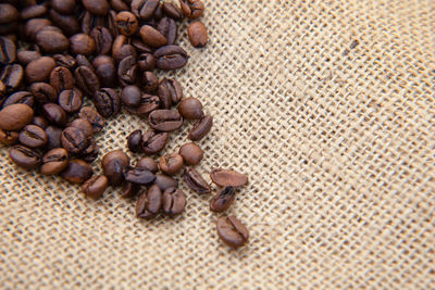 Coffee beans on burlap