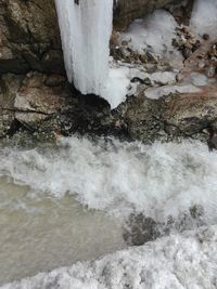 Close-up of water flowing through rocks