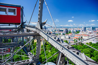 View of the city of vienna from a ferris wheel at the prater.