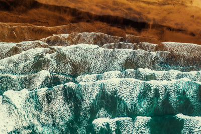 Aerial view of frozen rocks