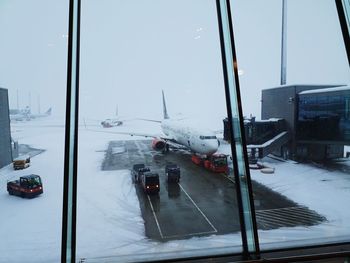 View of airport runway during winter