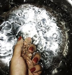 High angle view of person in water