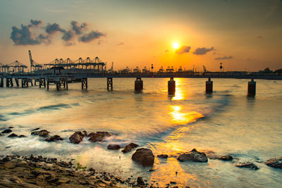 Scenic view of sea against sky during sunset