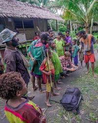 Group of people at market