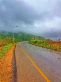 Road by landscape against sky