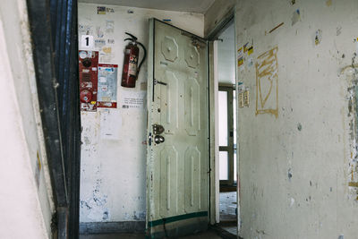 Closed door of building