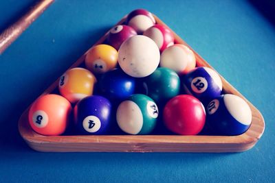 Pool balls in rack