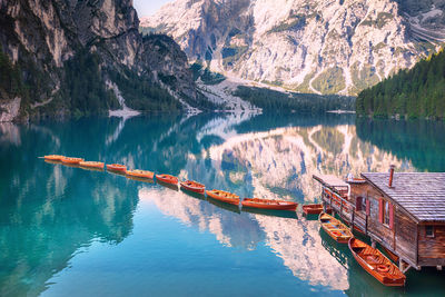 Scenic view of lake and mountains