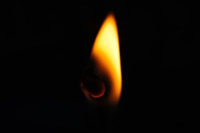 Close-up of fire in dark room