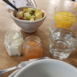 High angle view of food on table