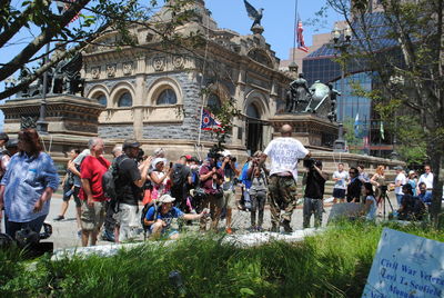 Group of people in front of building