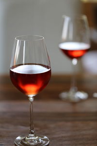 Close-up of wineglass on table