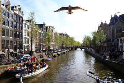 View of canal along buildings