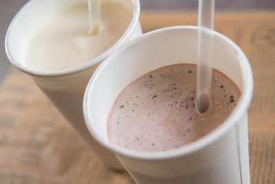 Close-up of coffee cup on table