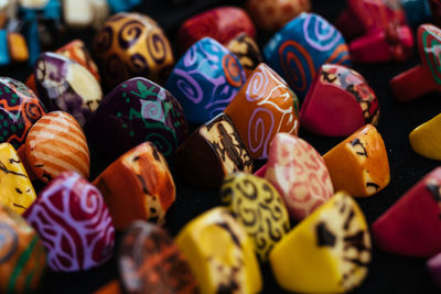 Close-up of rings for sale at market stall