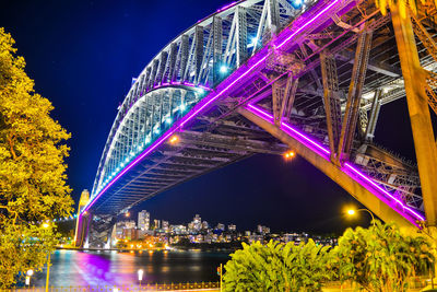 View of bridge at night