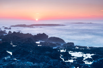 Scenic view of sea against sky during sunset