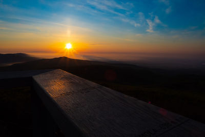 Sunrise on view over montain