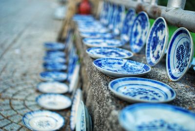 Blue plates for sale at market