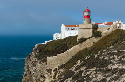 Low angle view of lighthouse against sky