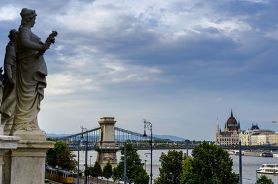 Statue of liberty against cloudy sky