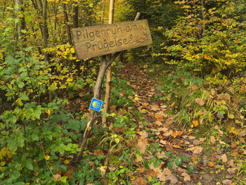 Close-up of information sign