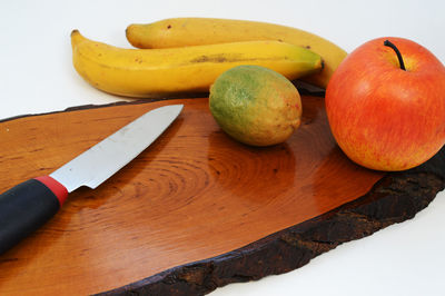 High angle view of apples on table