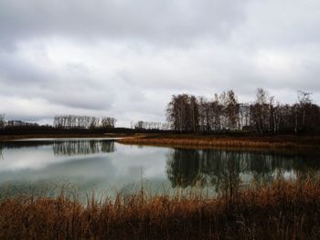 Scenic view of lake against sky