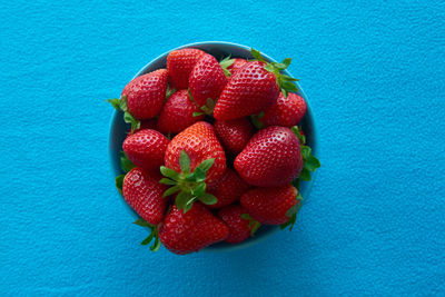 High angle view of strawberries