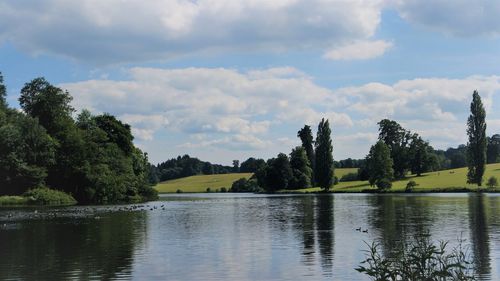 Scenic view of lake against sky