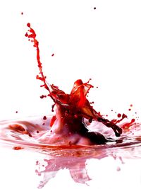 Close-up of red object over white background